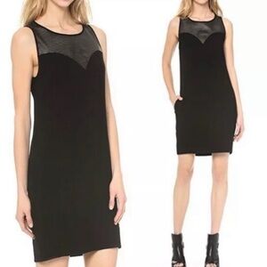L'AGENCE Black Sleeveless Mesh Detail Shift Dress Size‎ 2